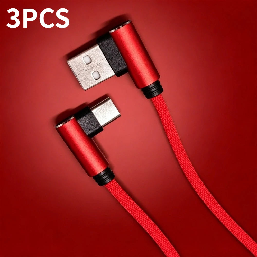 5A 40W SuperCharge USB A to Type C Cable 90 Degree Elbow Fast Charging Braided Cord for Huawei Samsung Gaming Peaceful Pleasures Health and Wellness 3pcs Red 0.25m