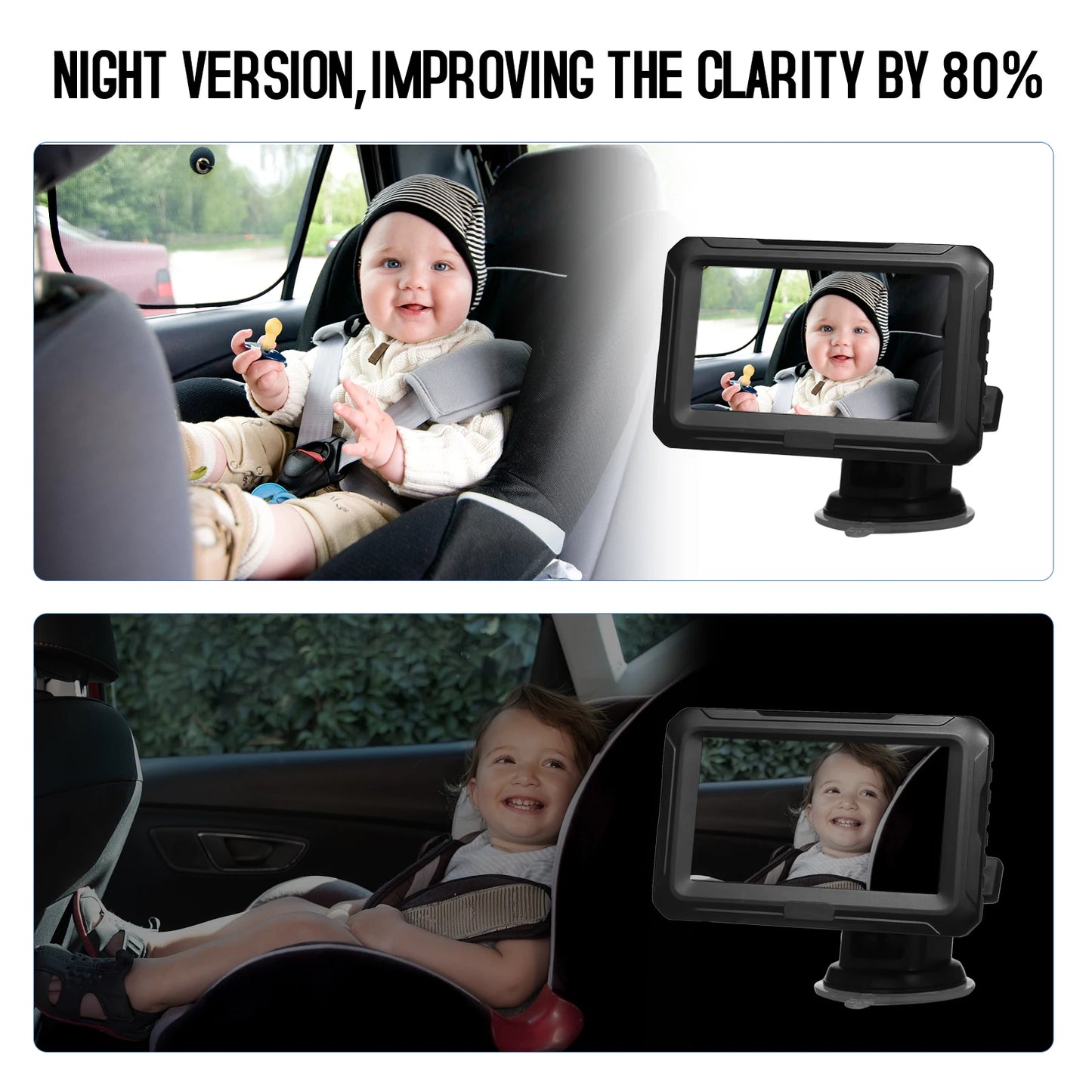 KKMOON 1080P Baby Car Monitor | 4.3" IPS & Night Vision