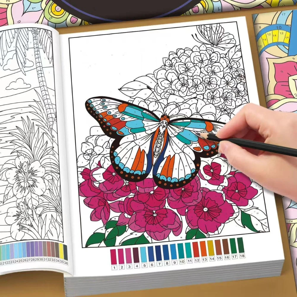 Adult Number Coloring Book 32 Pages Mandala Flower Nature Animal