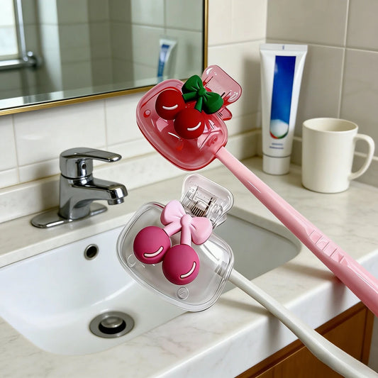 Cherry Toothbrush Holder – Dual Ventilation, ABS Plastic Toothbrush Holder Peaceful Pleasures Health and Wellness 2Pcs