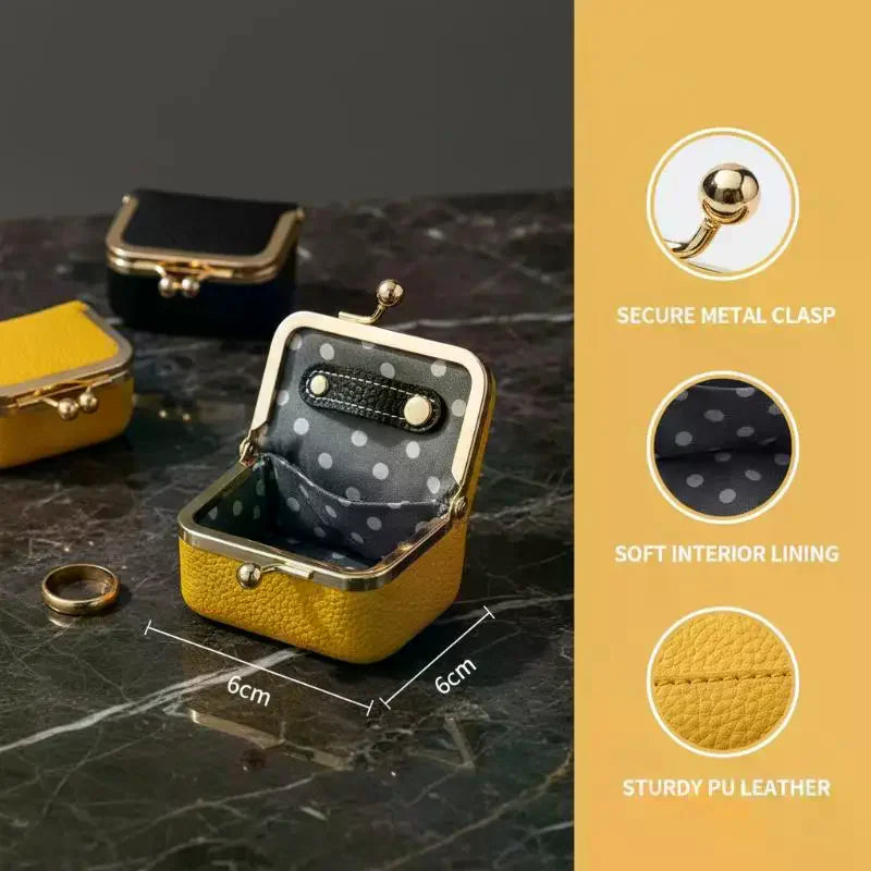 Mini Leather Lock Coin Purse | Jewelry & Earring Pouch Bag