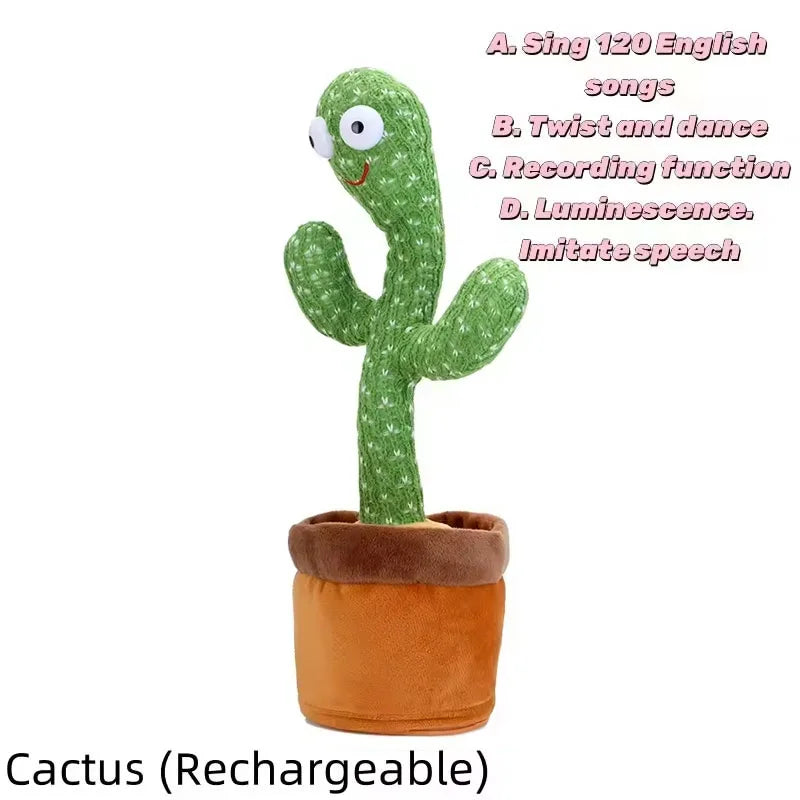 Dancing Cactus Toy Repeating Talking Plush Toy Wriggle Singing Dancing Stuffed Animal Baby Toddler Christmas Gift Kids Adult Fun Peaceful Pleasures Health and Wellness Cactus (USB)