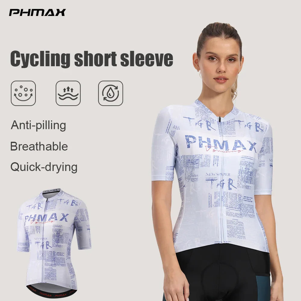 PHMAX Women's Cycling Jersey Short Sleeve Quick Dry 3 Pockets