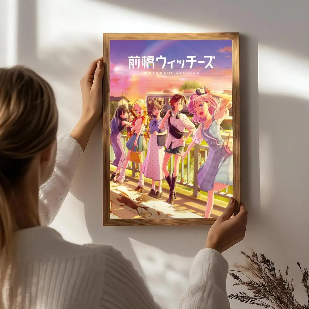 Anime Maebashi Witches HD Poster – Self-Adhesive Wall Art Anime Wall Poster Peaceful Pleasures Health and Wellness White1 40X50cmNoframe