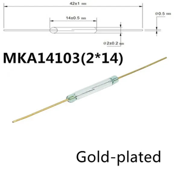 10PCS Reed switch MKA14103 Normally Open 2*14MM Gold / Silver Mka-14103 Magnetic Induction Switchs Peaceful Pleasures Health and Wellness Golden