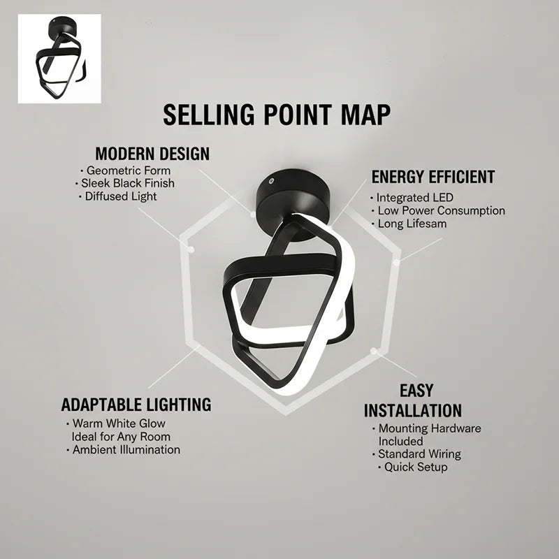 RUNTOIN 2-Ring Modern LED Ceiling Light | Bedroom, Hallway