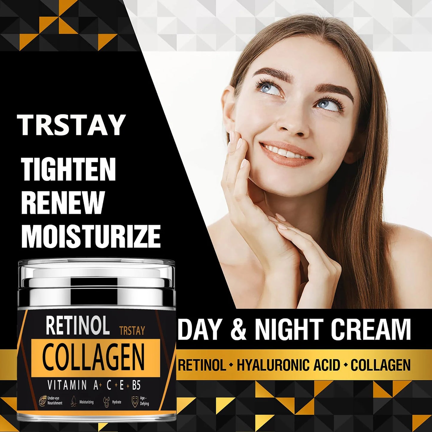 Retinol collagen face cream, mild and non irritating, tightens skin, brightens skin tone, and makes skin soft and delicate Peaceful Pleasures Health and Wellness