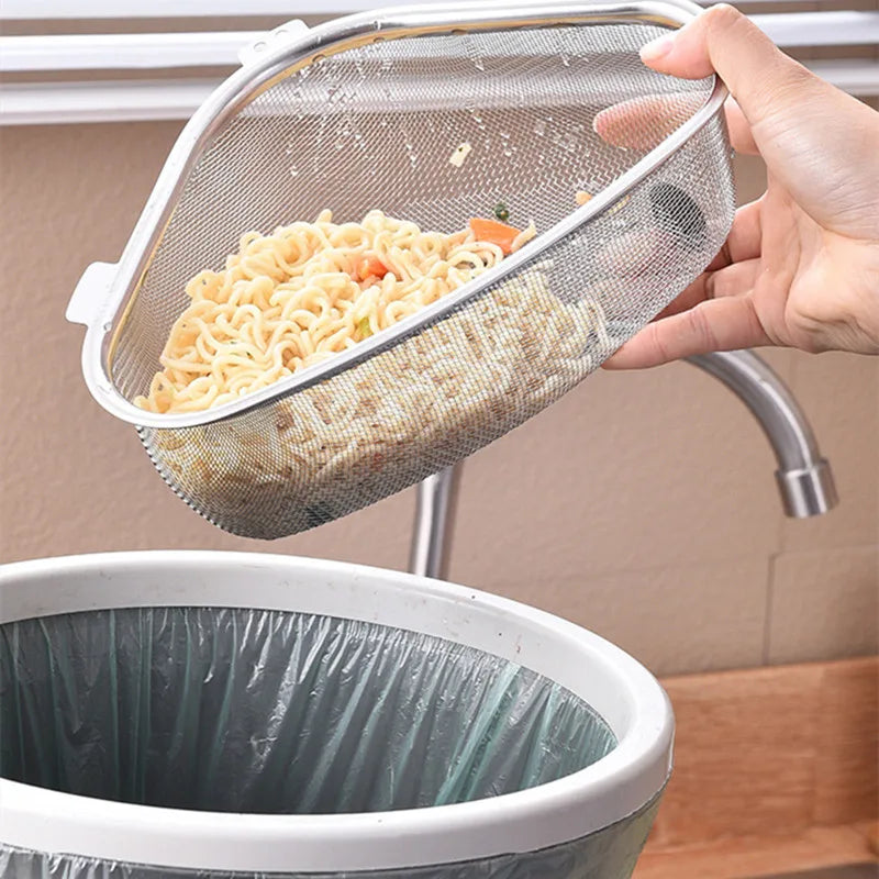 Stainless Steel Triangle Sink Drain Basket & Organizer Rack