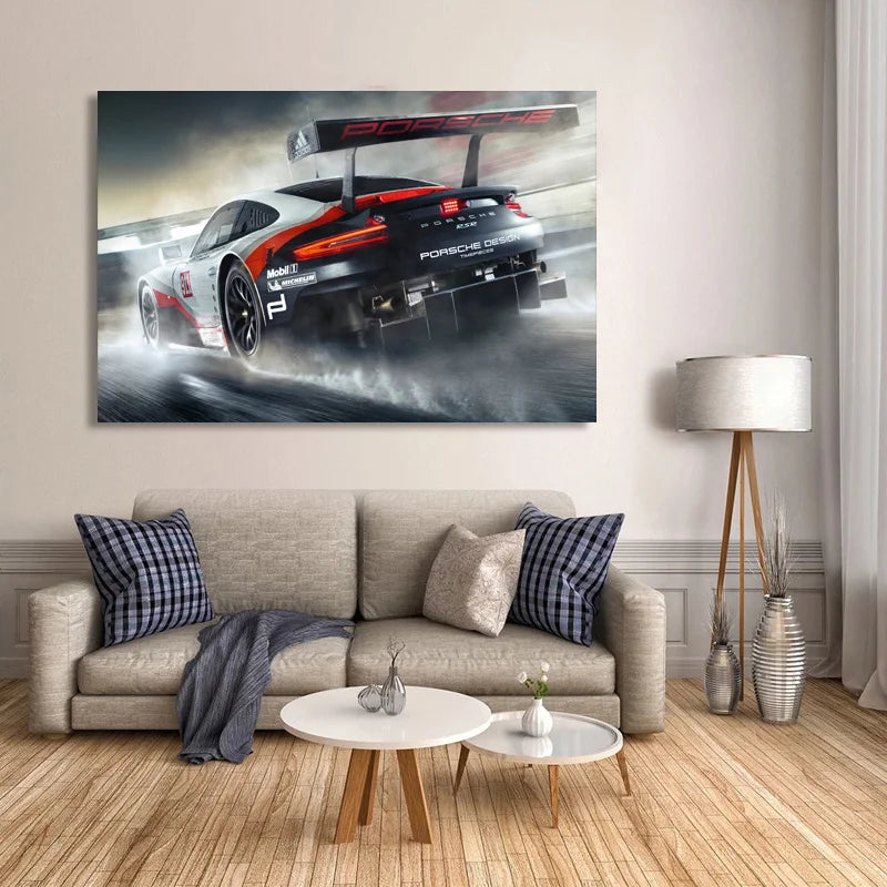 Modern Canvas Art 911 RSR Racing Car Back View Vehicle Poster Painting Living Room Wall Picture Print Modular Home Decor Peaceful Pleasures Health and Wellness 01 50x70cm Unframed