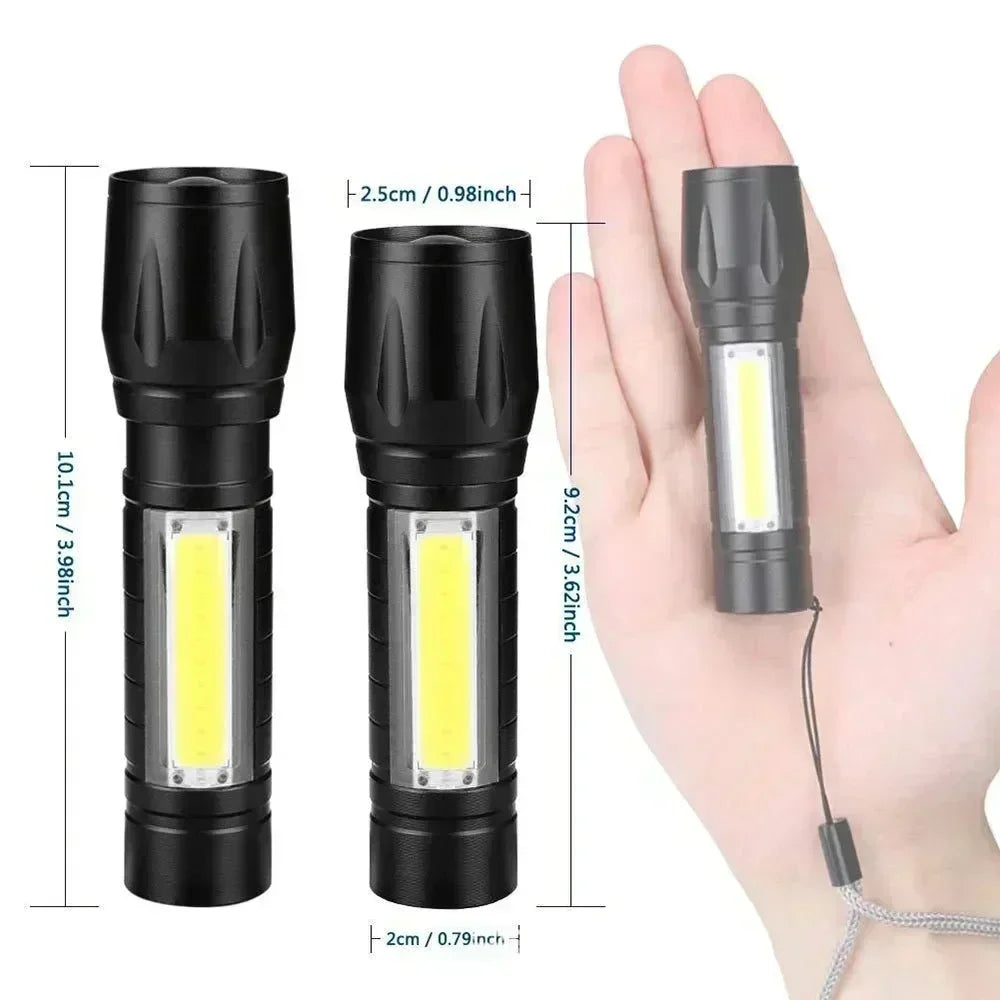 KDULIT COB+LED Zoomable Flashlight | USB Rechargeable Torch