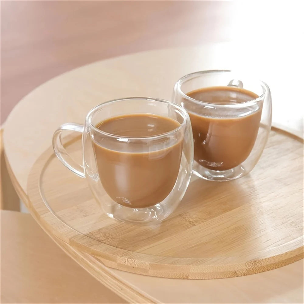 250ml Double-Walled Borosilicate Glass Coffee Mug with Handle