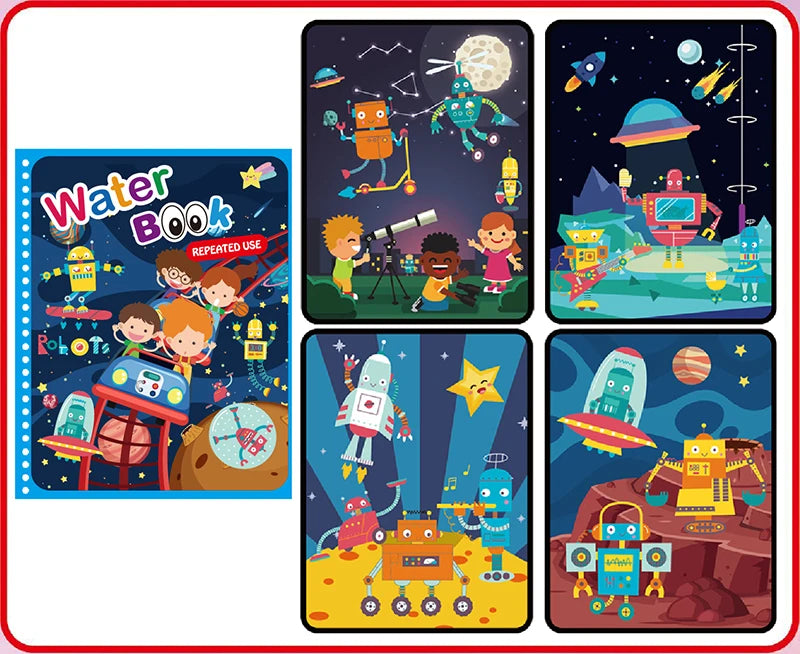 Water Drawing Books Educational Toy Kids Toddlers Reusable Graffiti