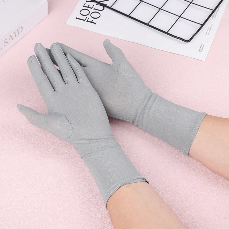 31cm Medium Long Embroidered Gloves Women Sunscreen Driving Gloves Stretch Anti-UV Breathable Glove Spring Summer Thin Gloves Peaceful Pleasures Health and Wellness