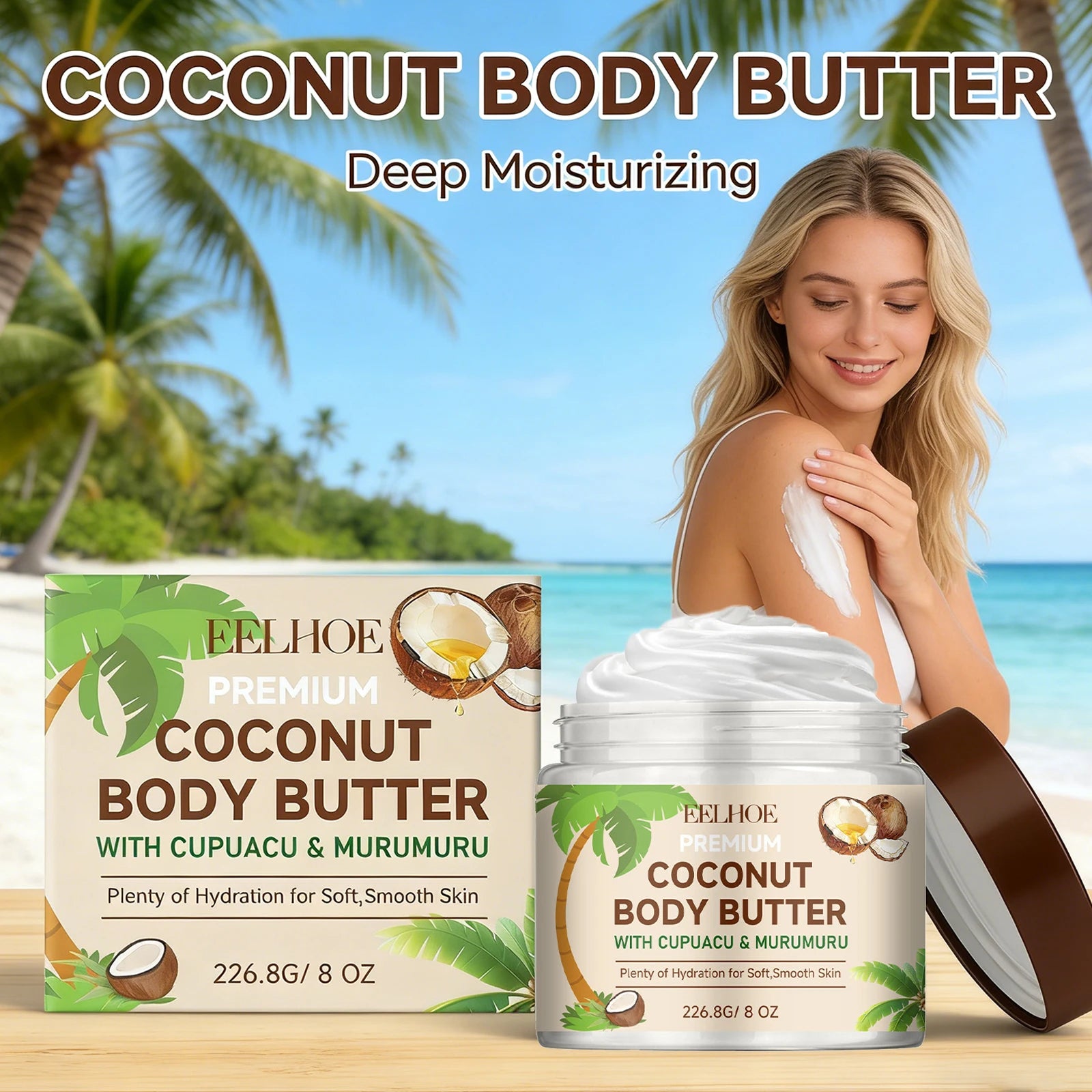 Coconut Moisturizing Body Lotion Soothing Skin Improving Skin Elasticity Reducing Dryness Long-Lasting Hydration Body Care Cream Peaceful Pleasures Health and Wellness