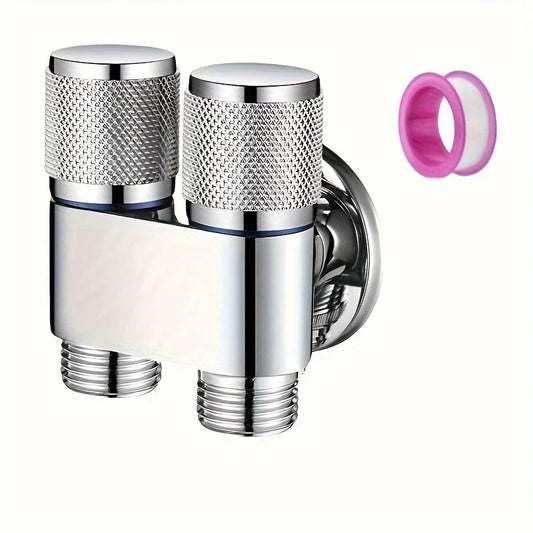 Stainless Steel Dual Outlet Anti-Backflow Angle Valve for Toilet Angle Valve Peaceful Pleasures Health and Wellness Silvery