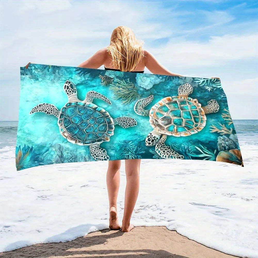 Microfiber Sea Turtle Beach Towel – Quick-Dry, Absorbent Microfiber Beach Towel Peaceful Pleasures Health and Wellness
