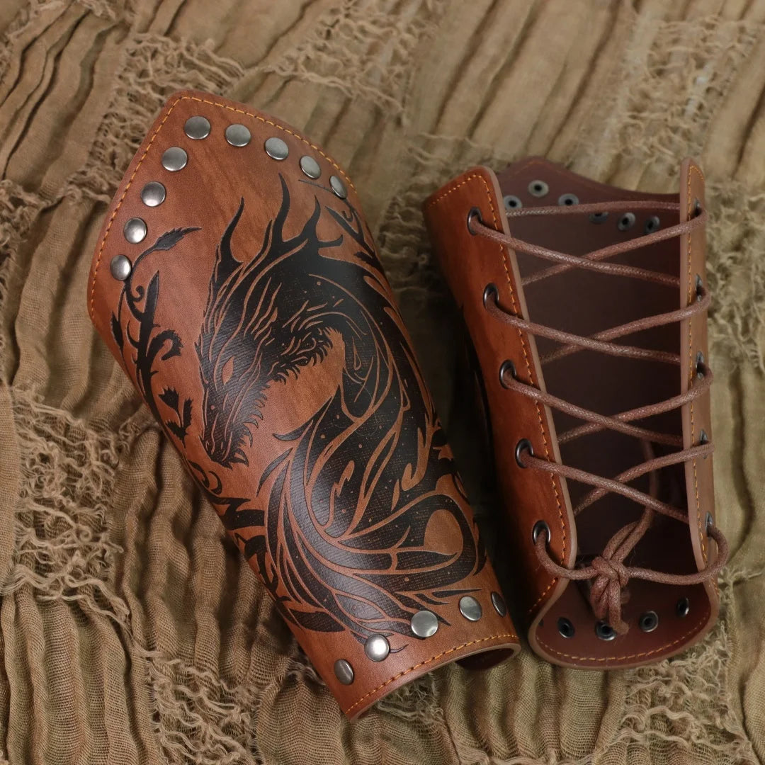 1PCMedieval Knight Cosplay Costumes Armband Leather Retro Punk Wide