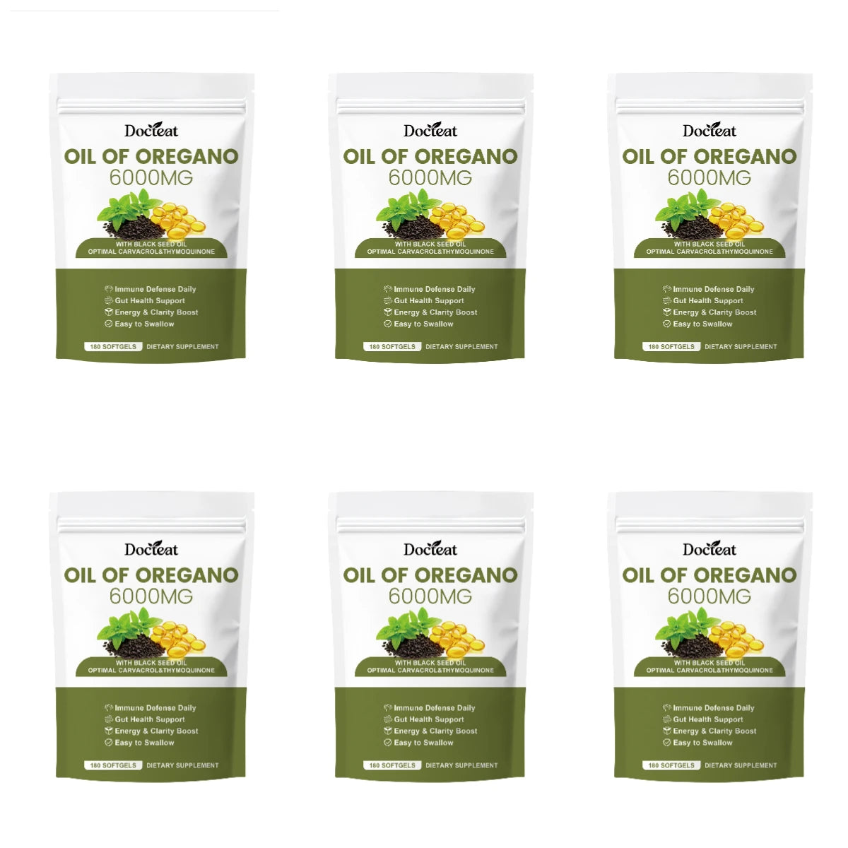 Oil of Oregano 6000mg + Black Seed Oil | 180 Softgels