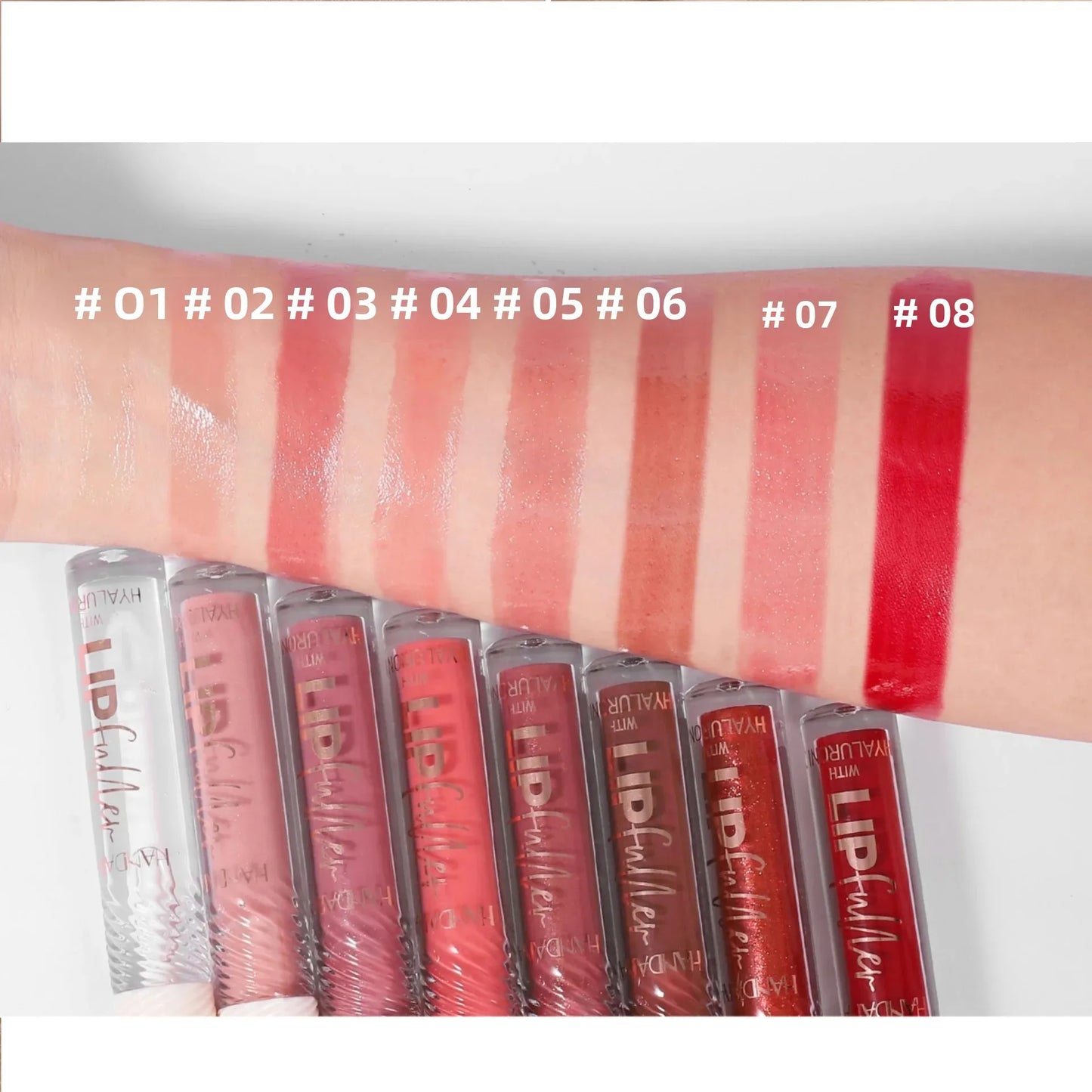 HANDAIYAN 8-Shade Mirror Lip Gloss | Hyaluronic Acid & Pearl