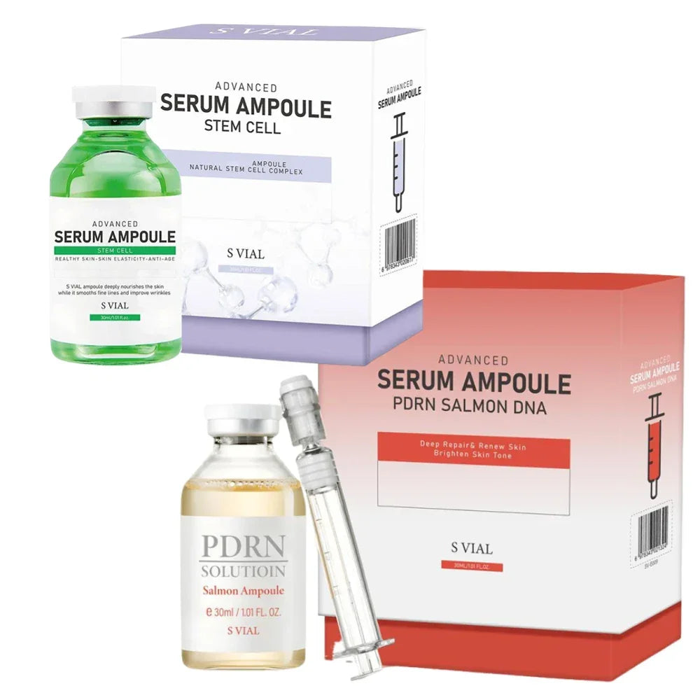 Korean S VIAL Advanced Serum Ampoule - PDRN Salmon DNA, Natural Stem Cell Complex, Deep Repair & Renew Skin, Brighten, Anti-Age Peaceful Pleasures Health and Wellness 2Pcs