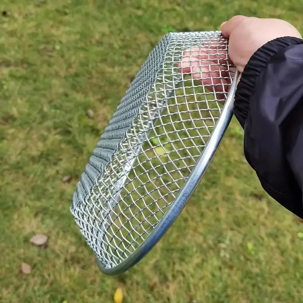 13.78" Stainless Steel Round Soil Sifter | Dual Mesh Garden Sieve