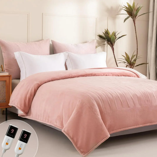 Queen Size Electric Heated Blanket with Dual Controllers, 9 Heat Settings & Auto Shut-Off Peaceful Pleasures Health and Wellness United States