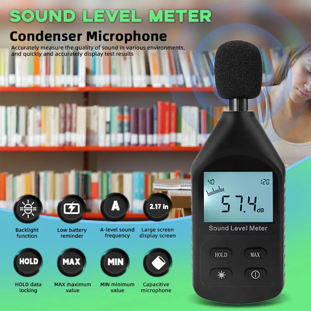 Digital Sound Level Meter 30~130dB Mini Noise Measuring Instrument db Meter Decibel Monitor Audio Noise Tester Peaceful Pleasures Health and Wellness