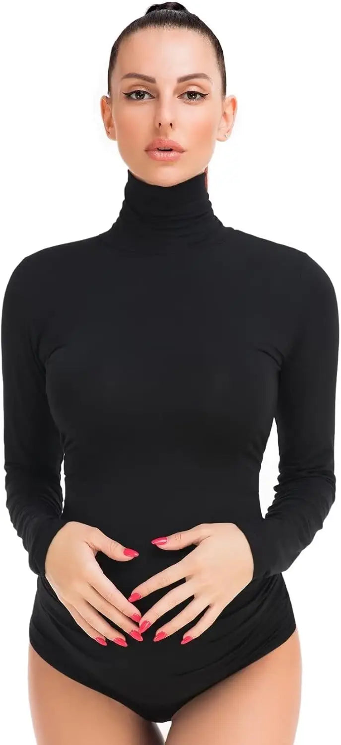 Photoshoot-Focused Stretch Cotton Maternity Bodysuit - Long Sleeve, Bodycon Fit, Basic Top for Pregnant Women Photography Peaceful Pleasures Health and Wellness