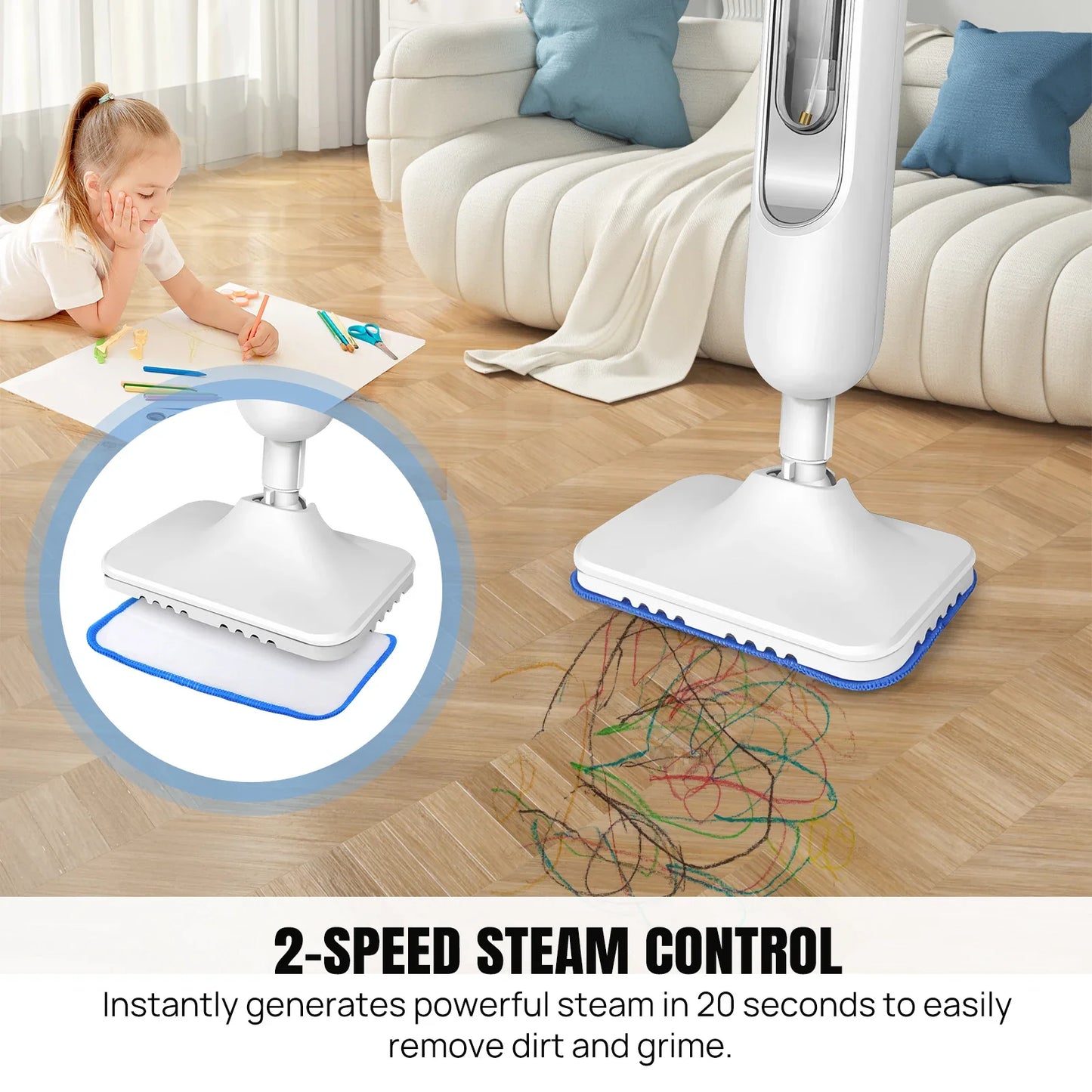 GUOHE 1500W Steam Mop & Detachable Cleaner | 400ml CE Certified