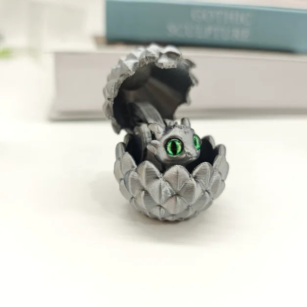 Dragon Egg 3D Printing Huevo De Dragón - Desk Decor Gag Gift Christmas & Birthday Novelty Office Toy & Home Decoration for Home Peaceful Pleasures Health and Wellness Dreamy silver