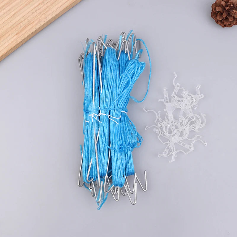 10Pcs Plants Hooks Clips With 10M Rope + 20 Clips J Hooks Clips Set Tomatoes Growing Hooks Clips For Tomato Grape Pepper Peaceful Pleasures Health and Wellness Blue