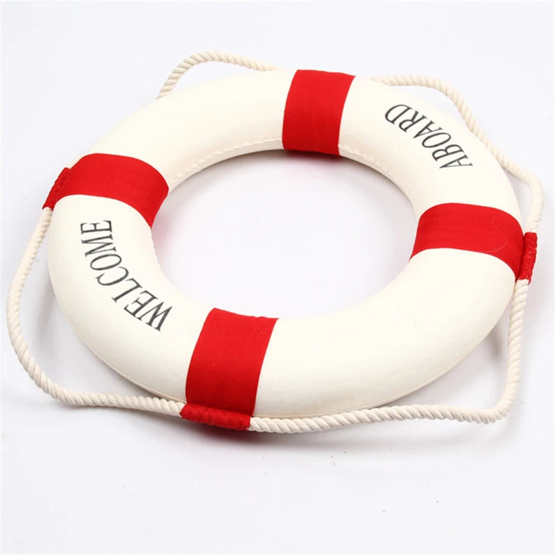 Mediterranean Style Hanging Lifebuoy Decoration Red Blue Creative Nautical Home Ornament for Living Room Wall Beach House Peaceful Pleasures Health and Wellness Red C