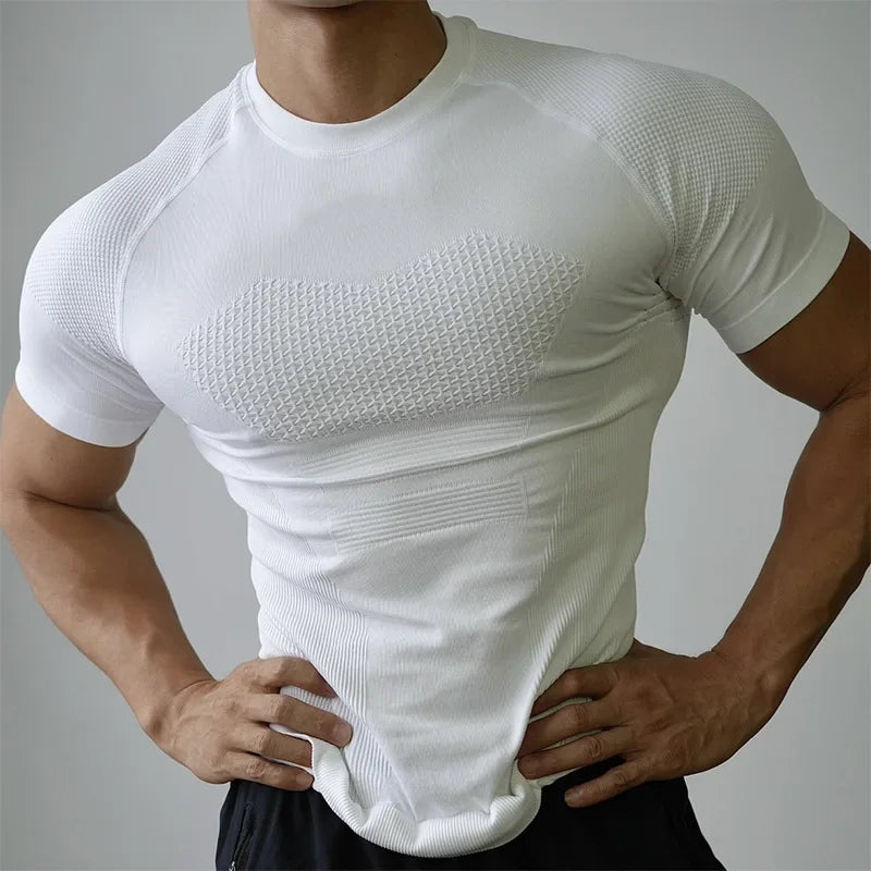 Men's Seamless Compression Running T-Shirt | Quick-Dry Sports Top