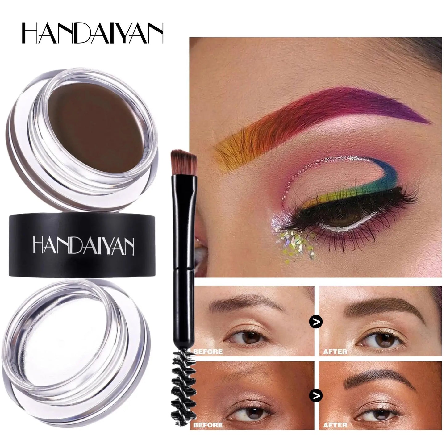 Handaiyan 2-in-1 Waterproof Eyebrow Wax & Tint Pomade | 3D Brows