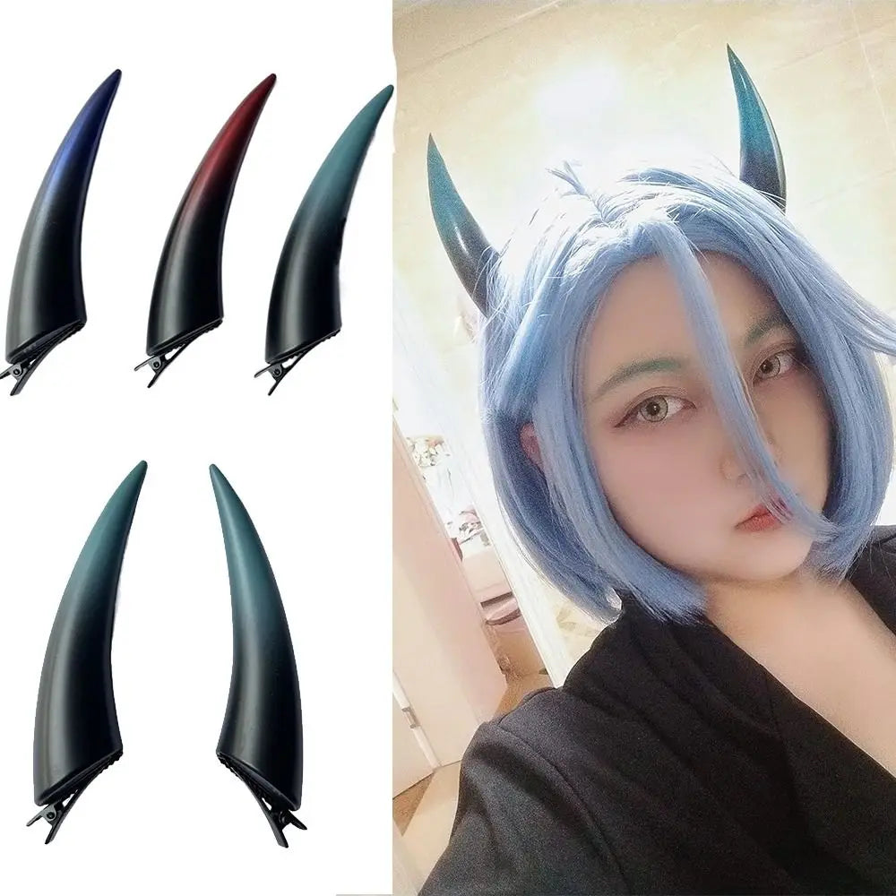 Luminous Devil Horn Hair Clips | Gothic Cosplay Halloween Accessory