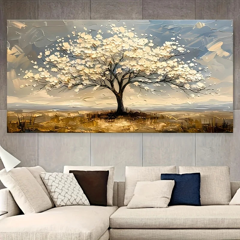 Extra-Large Tree of Life Canvas Art Print - Modern Abstract Wall Decor with Geometric Patterns, for Living Room, Bedroom Decor Peaceful Pleasures Health and Wellness