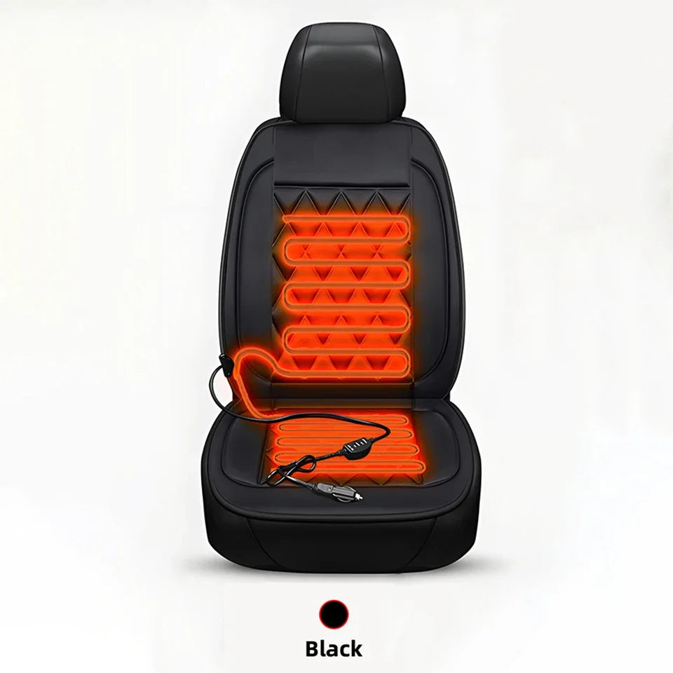 12V Cigarette Lighter Plug-in Car Heated Seat Cushion Integrated Electric Heating Backrest & Lumbar Support for Winter Warmth Peaceful Pleasures Health and Wellness