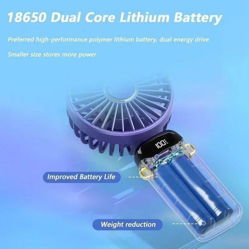 Portable Foldable Neck Fan 3000mAh – 5 Speed & LED Display