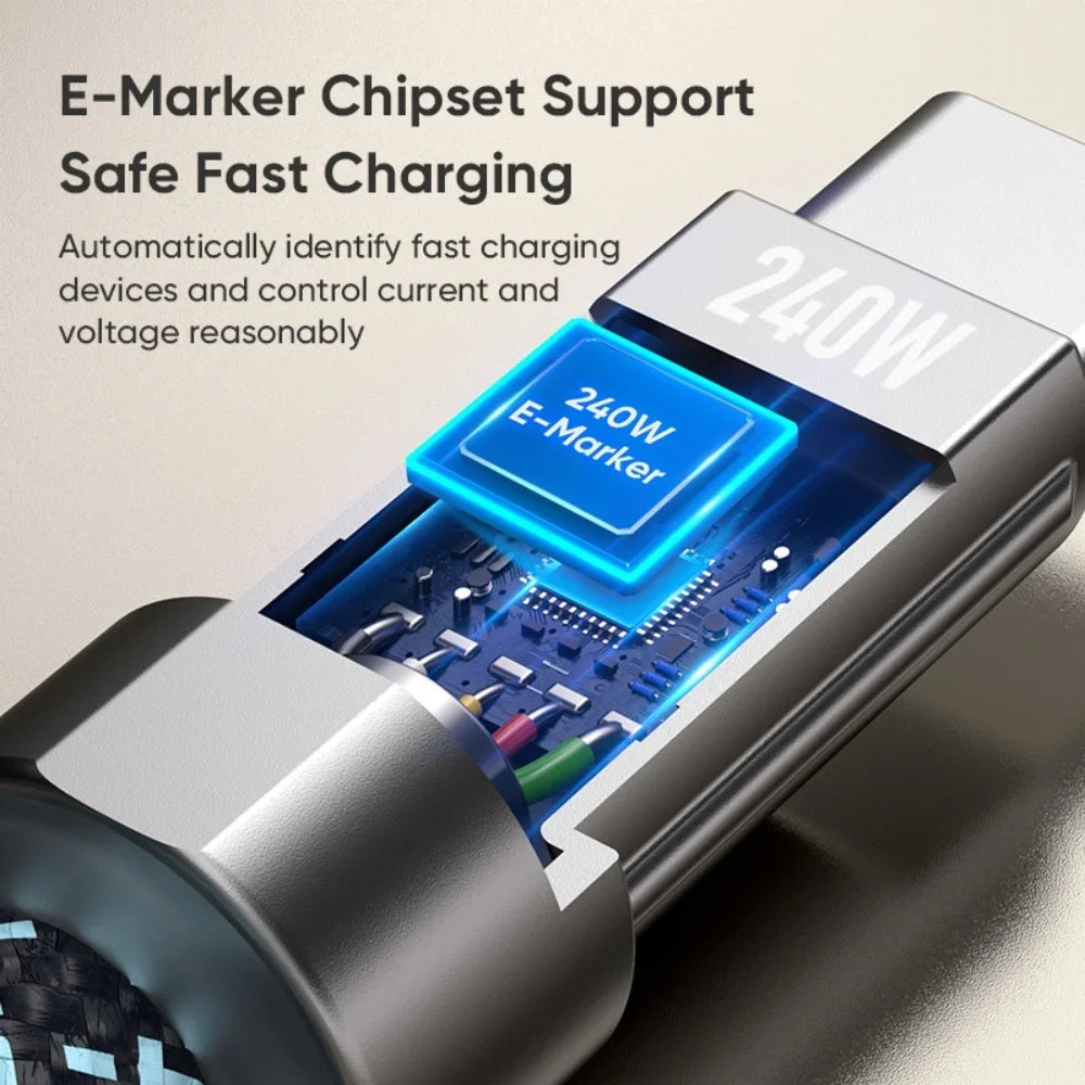 240W USB-C Fast Charging Cable 5A Short Keychain Cord