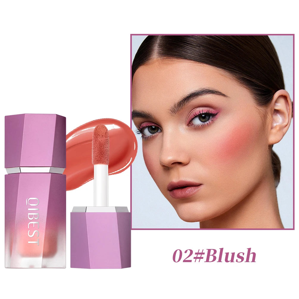 QIBEST Liquid Blusher Natural Cream Cheek Eye Tint Blush Multi-use Makeup Stick Liquid Contouring Highlighter Brighten Cosmetics Peaceful Pleasures Health and Wellness 02 Liquid Blush