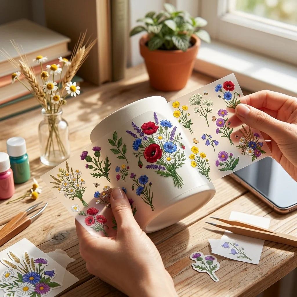 Wildflower Floral Sticker Sheet – Daisy Poppy Lavender Decals