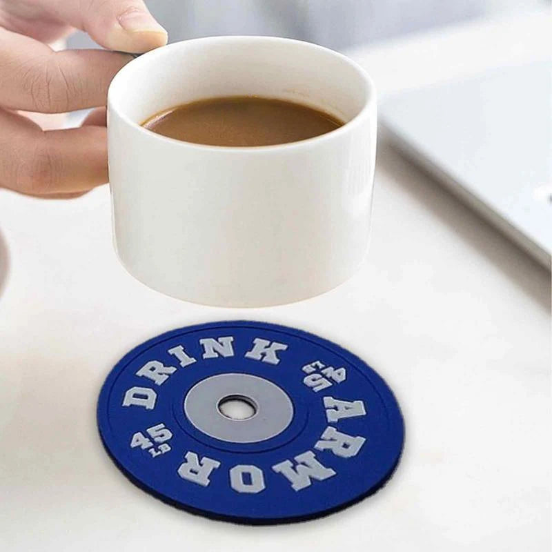 4-Pack Gym Weight Plate Silicone Coasters – BPA Free Non-Slip