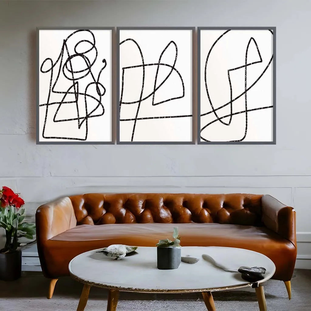 Nordic Abstract Black & White Canvas Wall Art | Minimalist Print Canvas Wall Art Print Peaceful Pleasures Health and Wellness