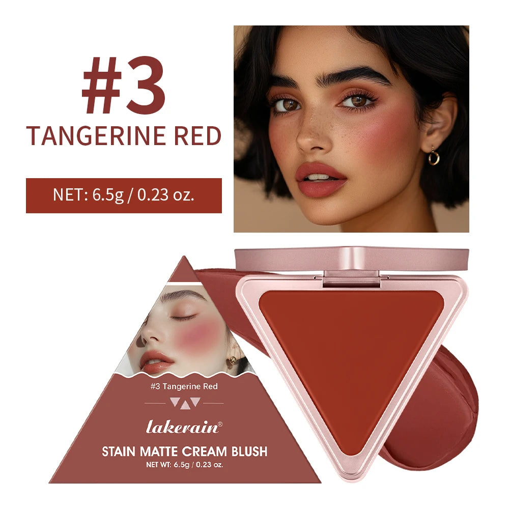 Higher Standard Satin Matte Cream Blush Long-Lasting Makeup Blush Brightening Low Saturation Shrinking and Expanding Natural Peaceful Pleasures Health and Wellness 3 tangerine red