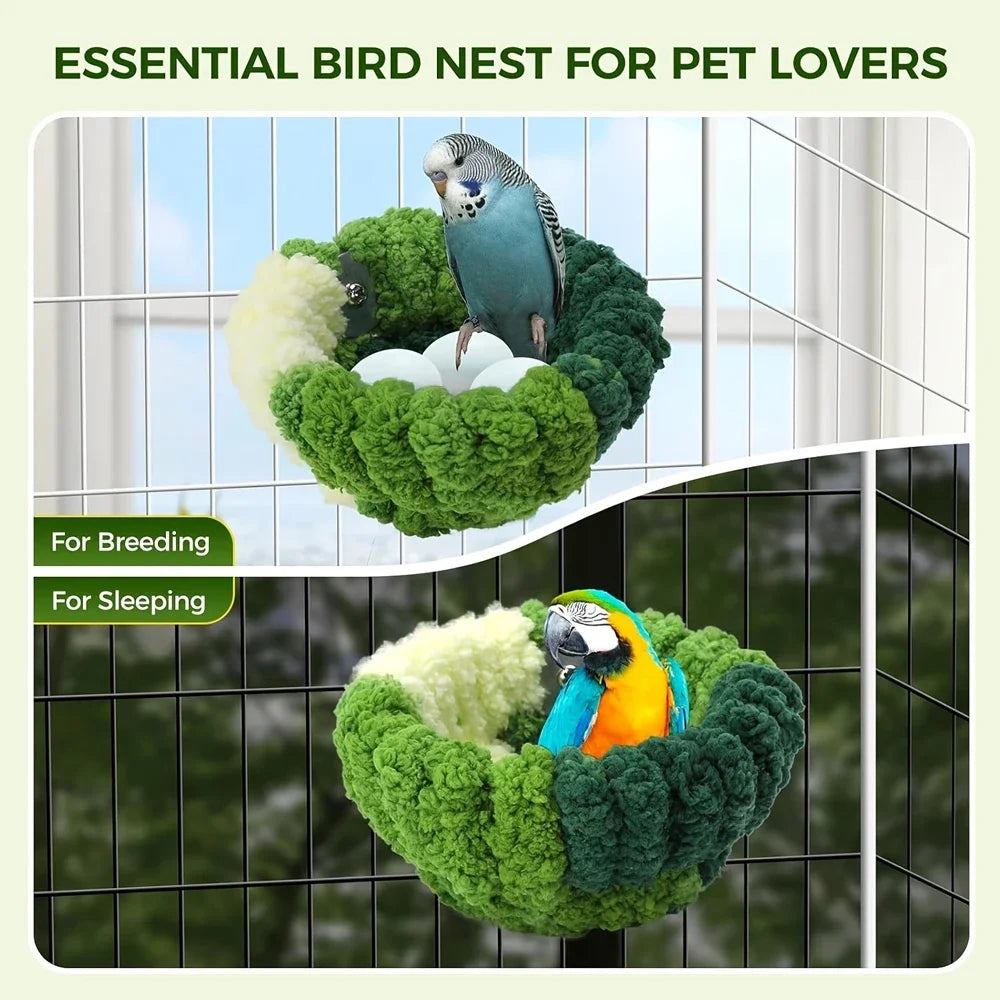 Plush Round Bird Nest Bed | Cozy Sleeping House for Parrots