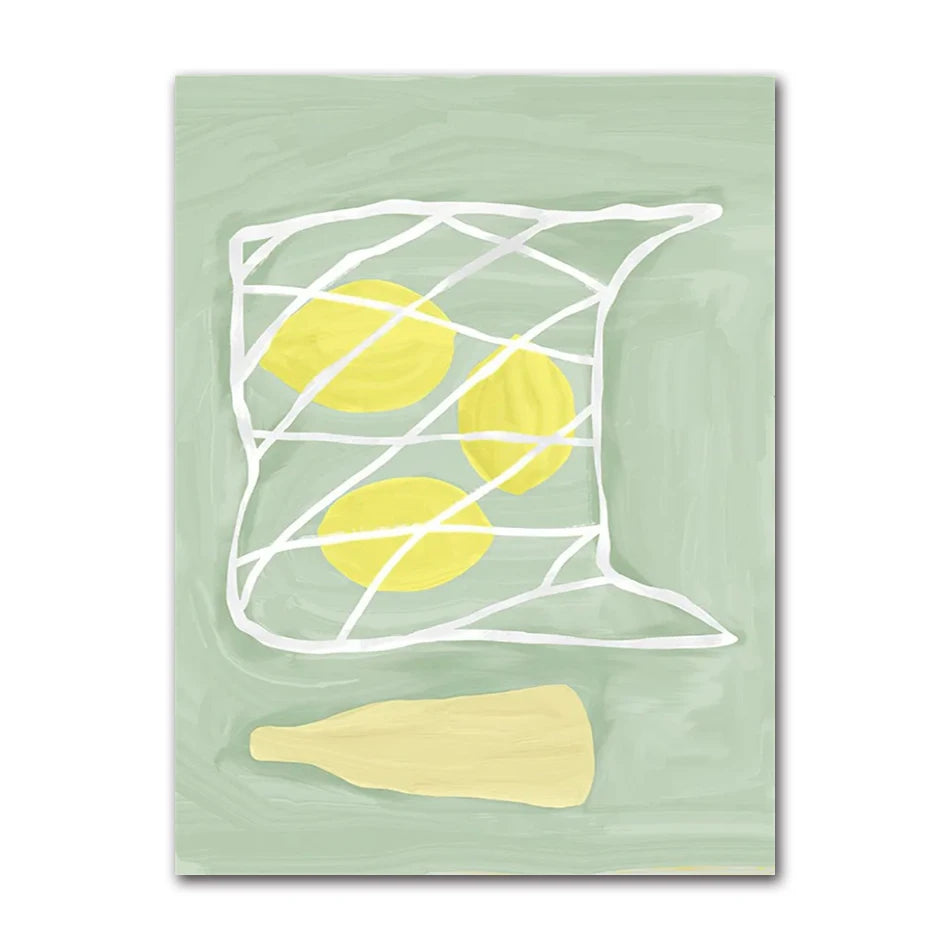 Boho Daisy Sunflower Fruits Canvas Wall Art – Kids Room Decor