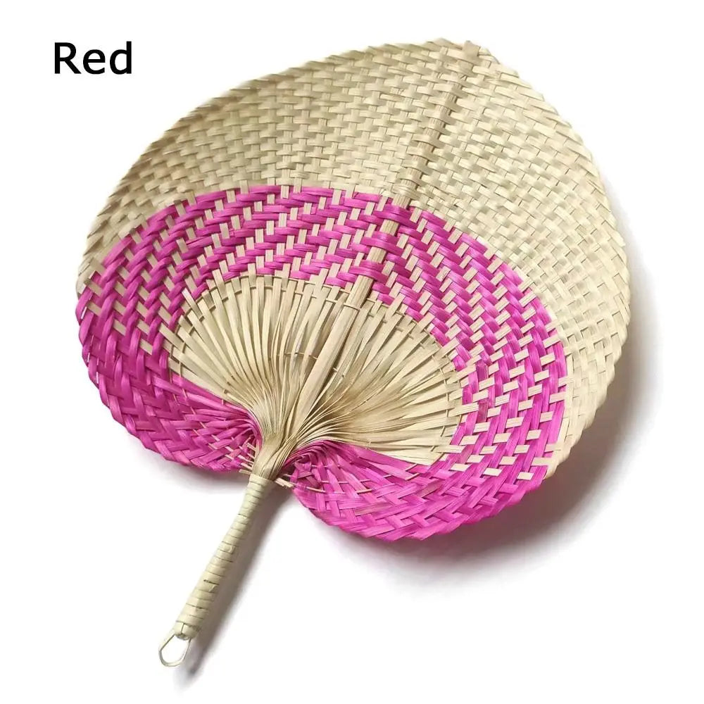 Handmade Peach-Shaped Bamboo Woven Hand Fan | Summer Decor