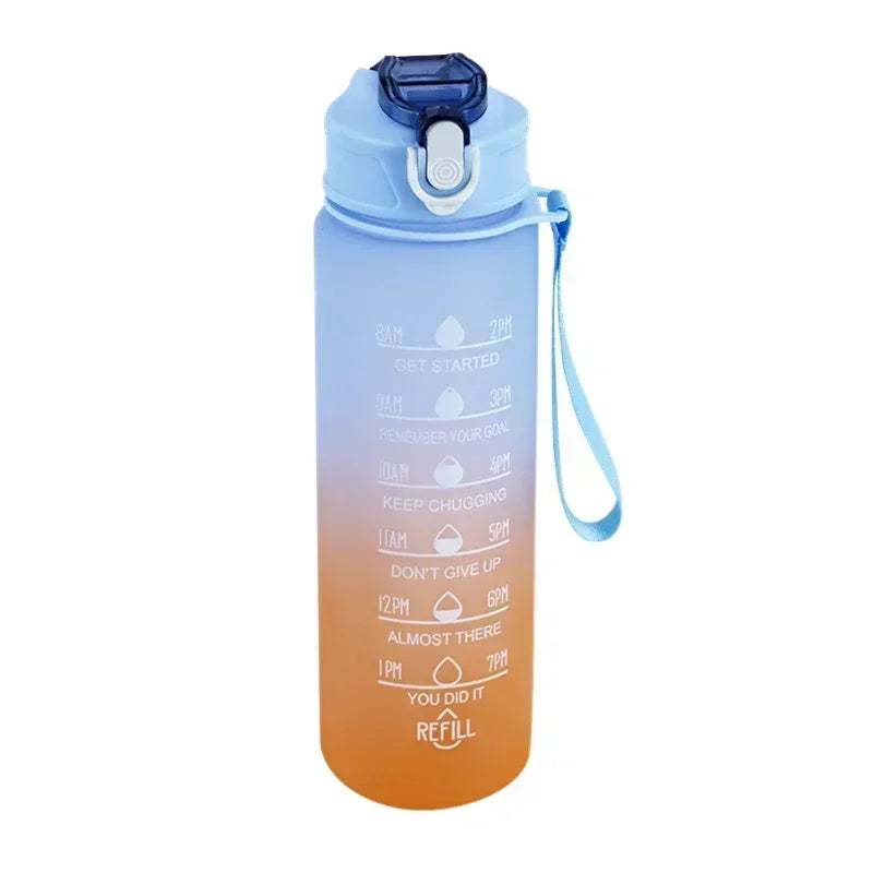 900ml Rainbow Frosted Sports Water Bottle with Straw – BPA-Free