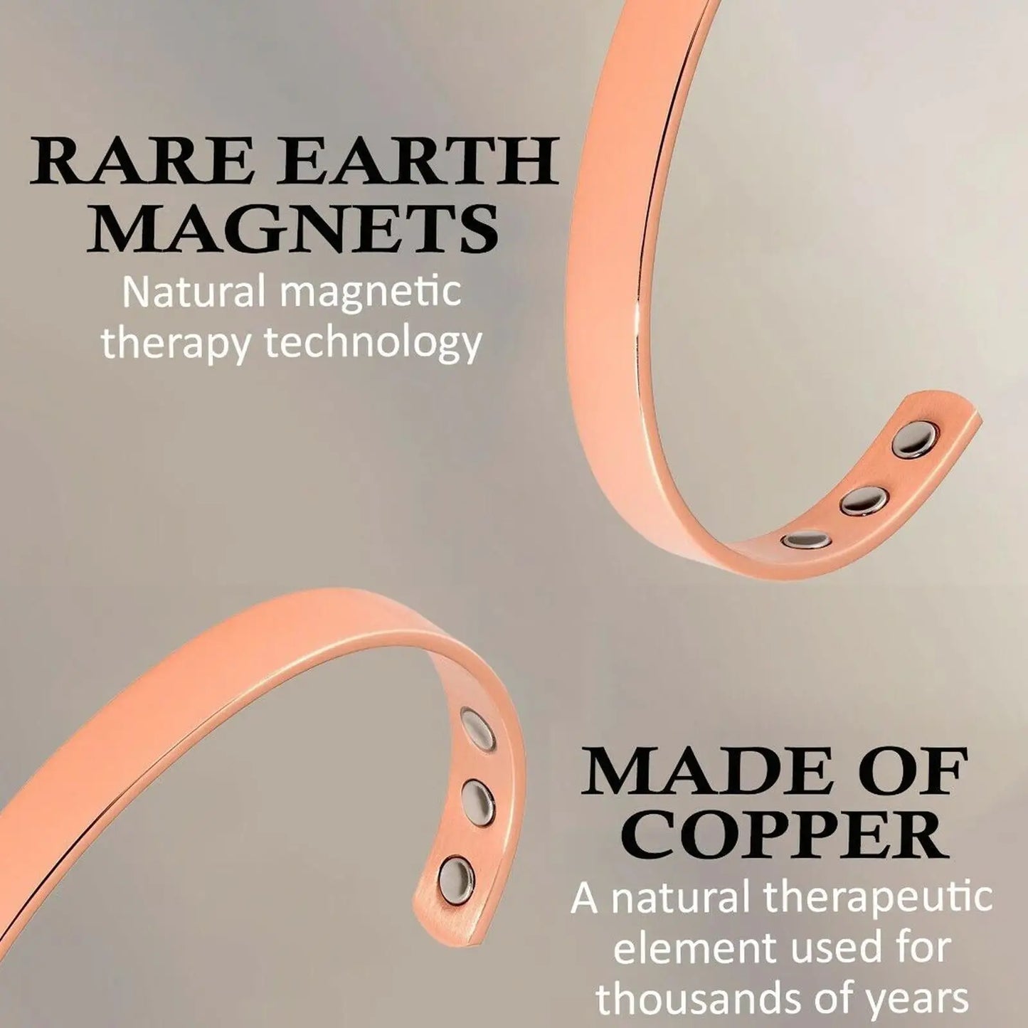 Adjustable Copper Magnetic Bangle | Rose Gold Fashion Bracelet