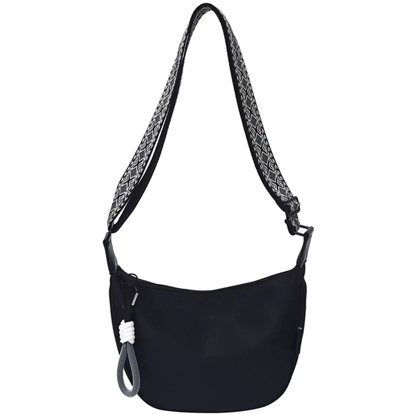 Sling Crossbody Bag for Women Portable Travel Dumpling Bag With Adjustable Strap for Sports Festival Workout Peaceful Pleasures Health and Wellness Black With Black Jac